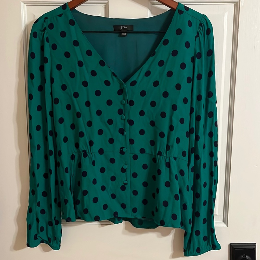 EUC J Crew Long-sleeve peplum top, size 10